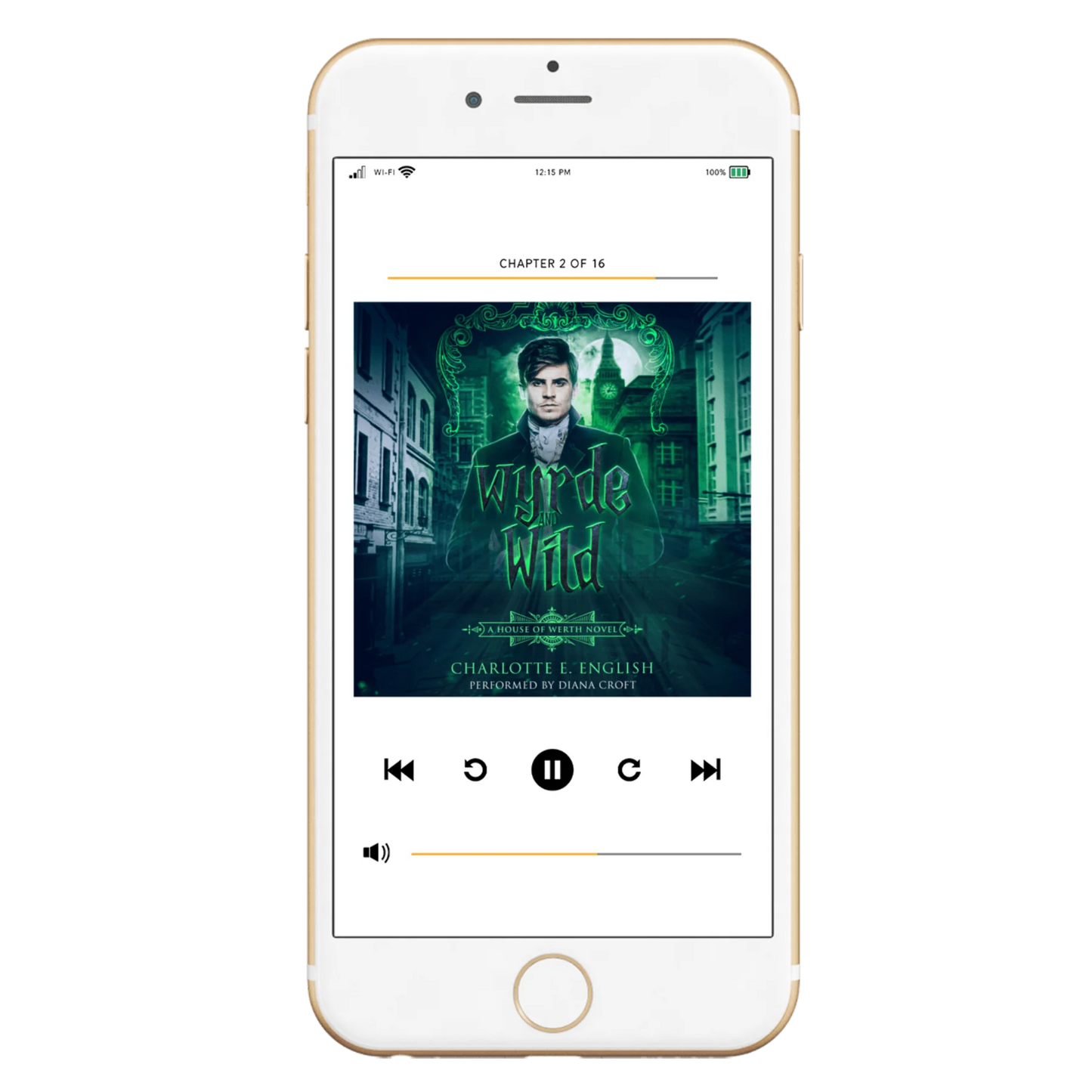 Wyrde and Wild audiobook cover, alternate view — House of Werth cosy gothic fantasy by Charlotte E. English