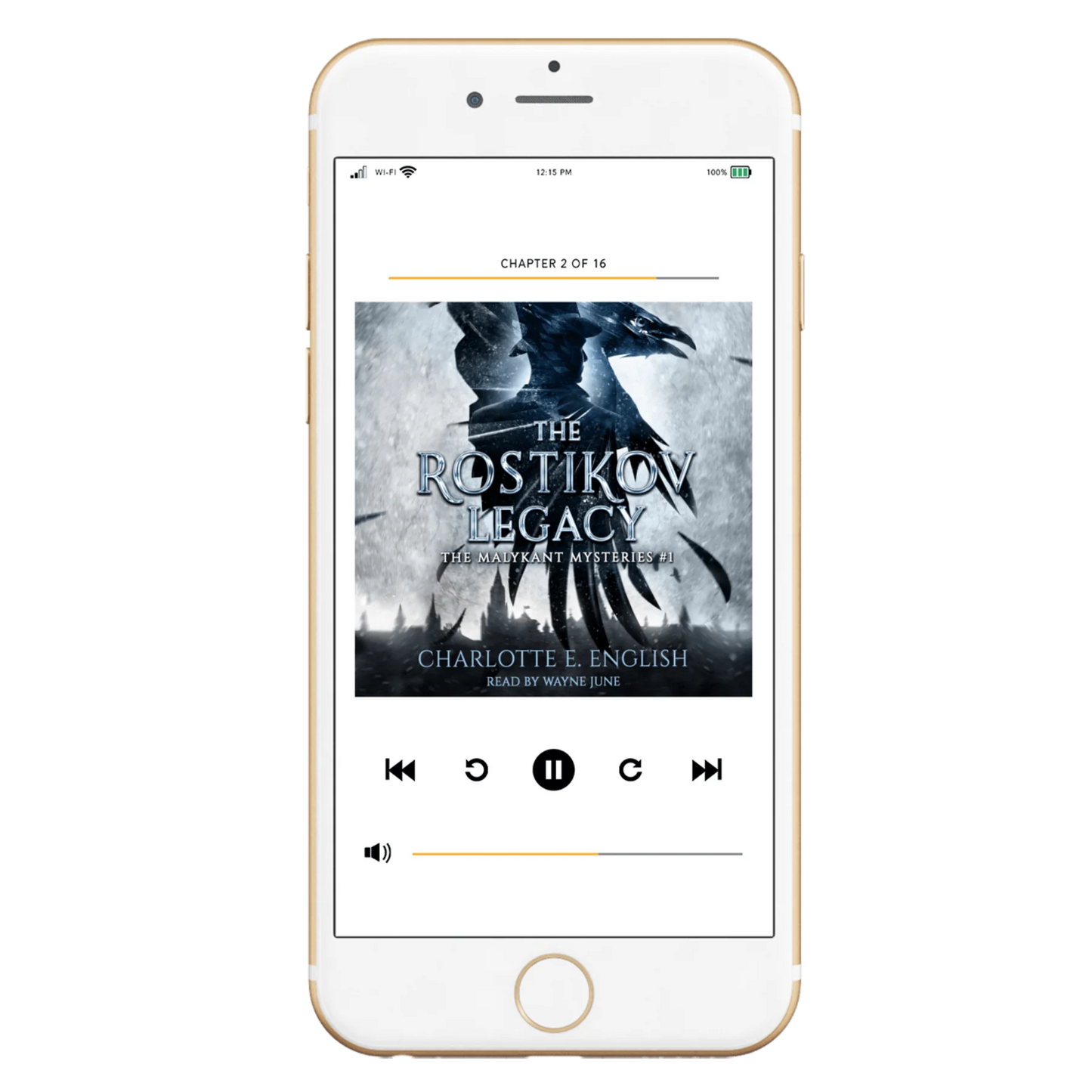 The Rostikov Legacy audiobook cover — Malykant Mysteries fantasy mystery by Charlotte E. English