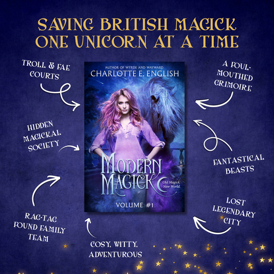 Genre and trope highlights for Modern Magick, Volume 1, a Modern Magick cosy urban fantasy novel by Charlotte E. English