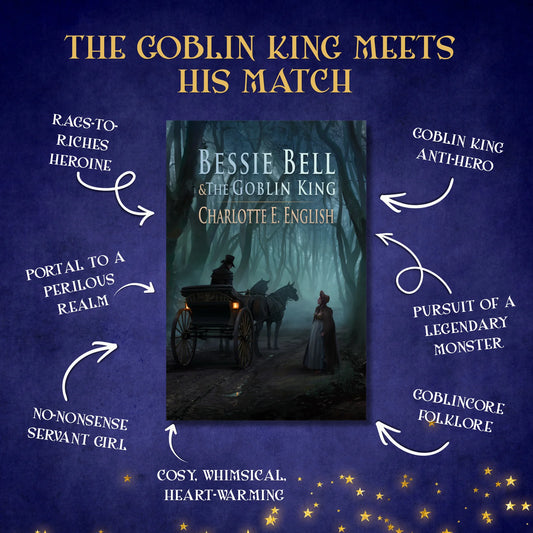 Genre and trope highlights for Bessie Bell and the Goblin King, a Tales of Aylfenhame fae cosy fairytale novel