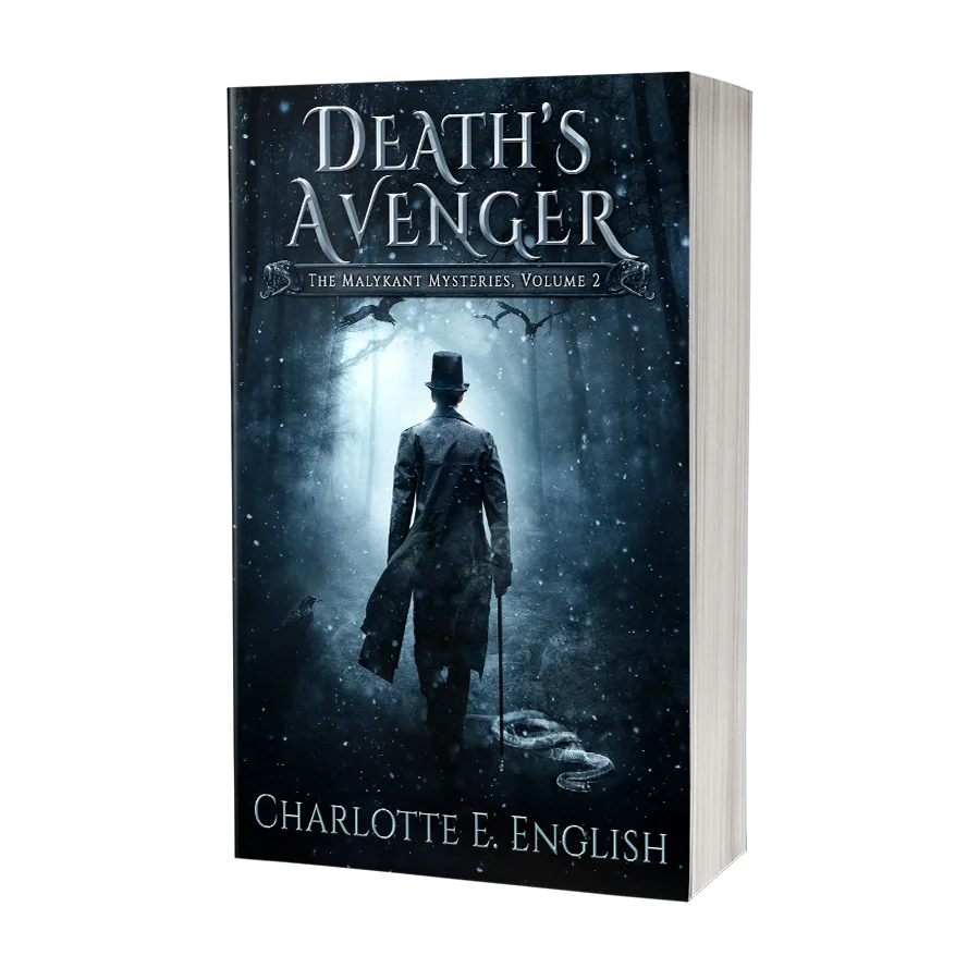 Death's Avenger paperback cover — Malykant Mysteries fantasy mystery by Charlotte E. English