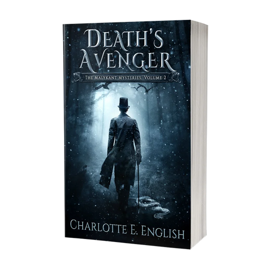 Death's Avenger paperback cover — Malykant Mysteries fantasy mystery by Charlotte E. English