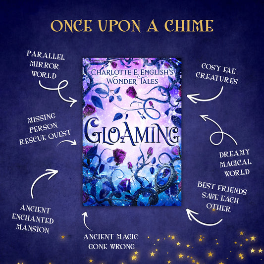 Genre and trope highlights for Gloaming, a Wonder Tales fae cosy fairytale novel by Charlotte E. English