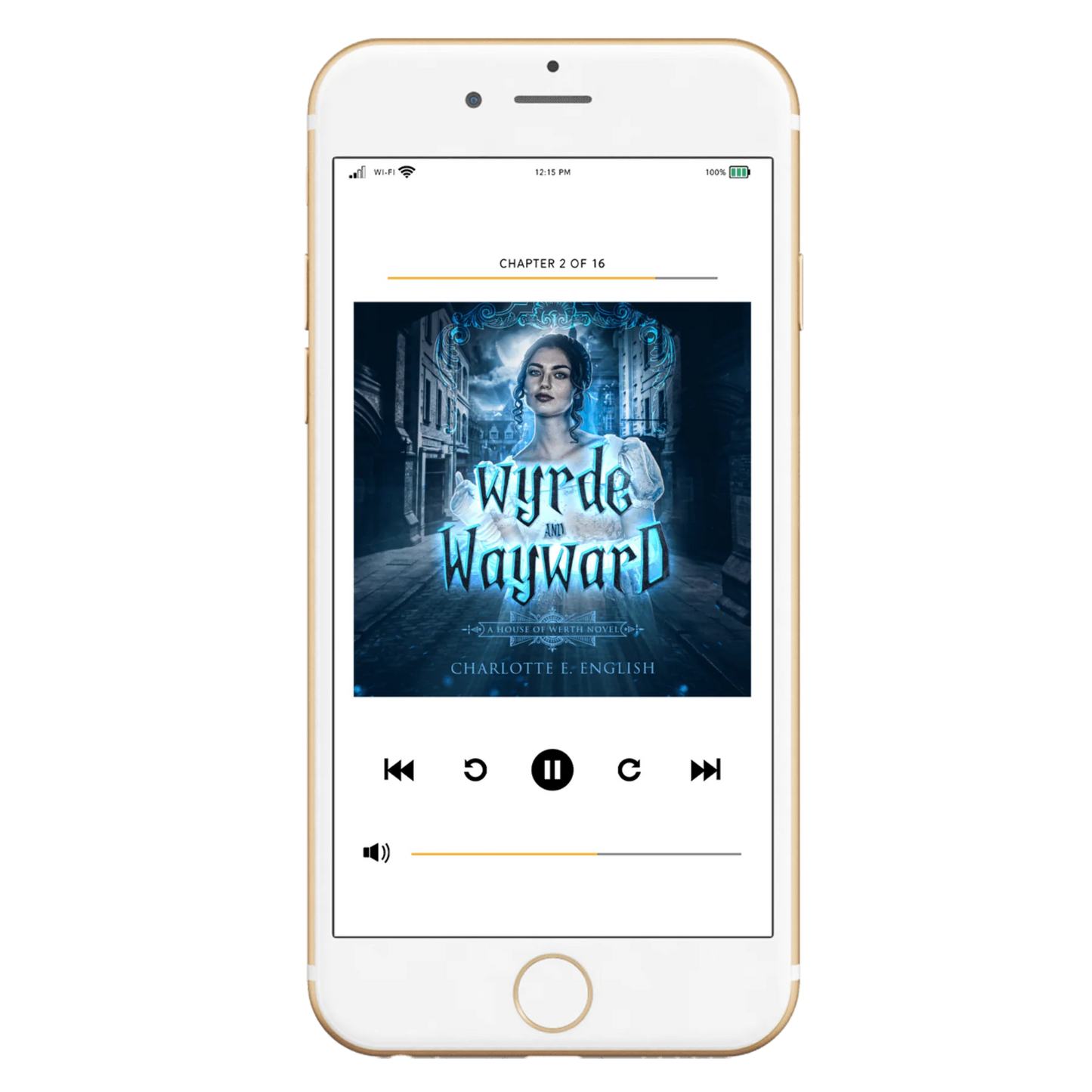 Wyrde and Wayward audiobook cover, alternate view — House of Werth cosy gothic fantasy by Charlotte E. English