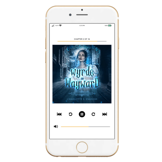 Wyrde and Wayward audiobook cover, alternate view — House of Werth cosy gothic fantasy by Charlotte E. English