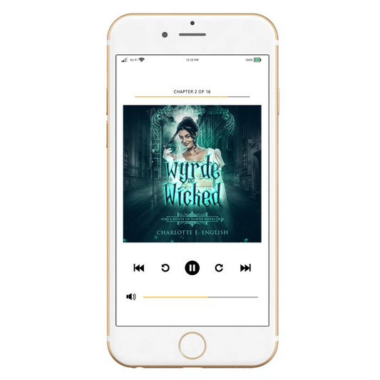 Wyrde and Wicked audiobook cover, alternate view — House of Werth cosy gothic fantasy by Charlotte E. English