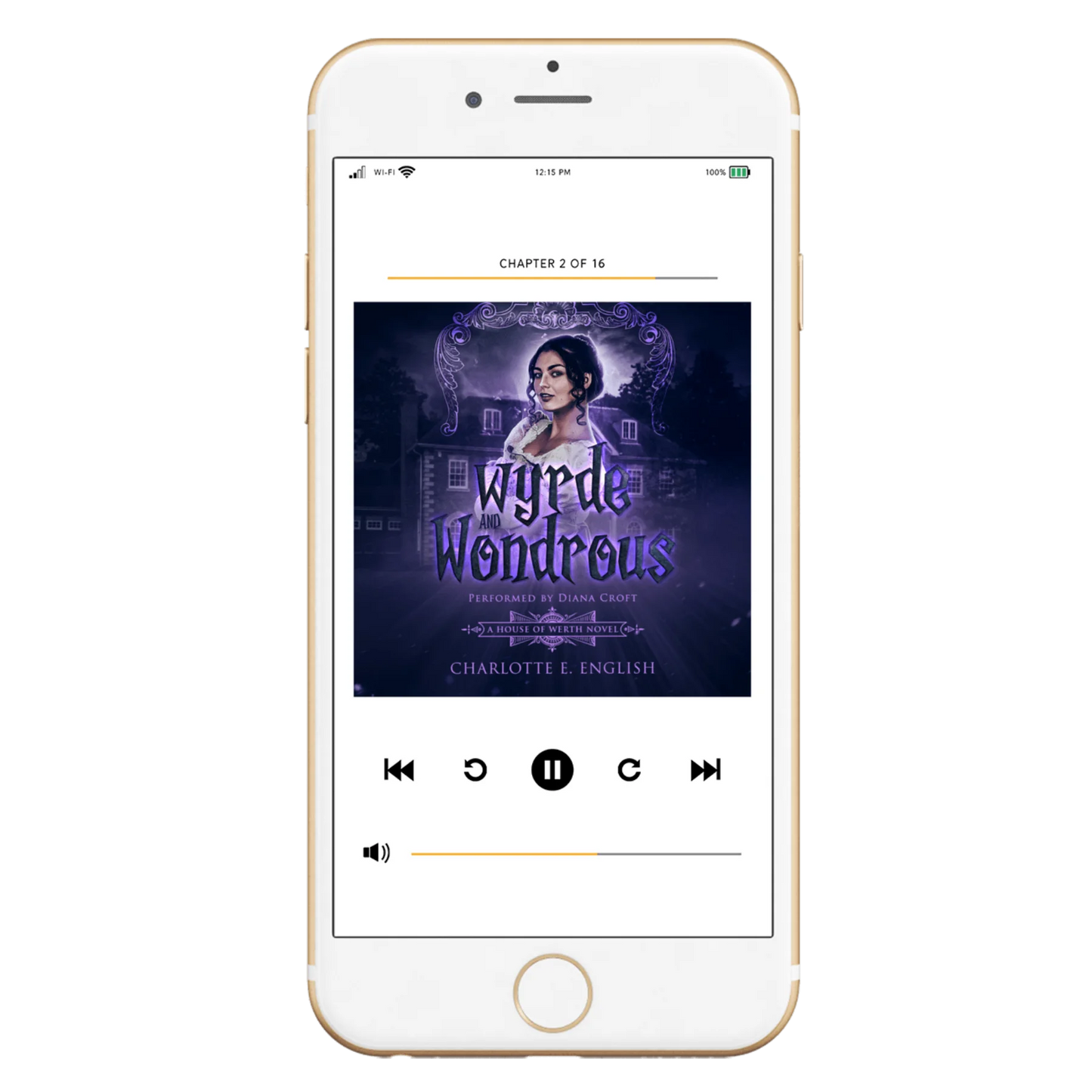 Wyrde and Wondrous audiobook cover, alternate view — House of Werth cosy gothic fantasy by Charlotte E. English
