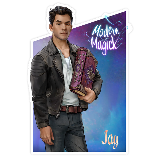 Jay sticker — Modern Magick character sticker, art by Elsa Kroese — Charlotte E. English merch