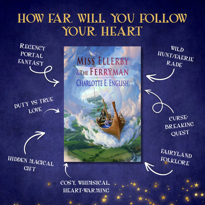 Genre and trope highlights for Miss Ellerby and the Ferryman, a Tales of Aylfenhame fae cosy fairytale novel