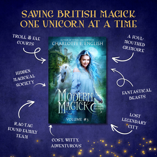 Genre and trope highlights for Modern Magick, Volume 3, a Modern Magick cosy urban fantasy novel by Charlotte E. English