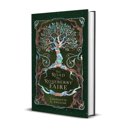 The Road to Roseberry Faire Deluxe Hardback cover — cosy fairytale by Charlotte E. English