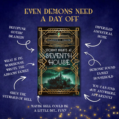 Genre and trope highlights for Stormy Nights at Seventh House, a Chronicles of Vexx cosy gothic fantasy novel