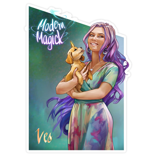 Ves sticker — Modern Magick character sticker, art by Elsa Kroese — Charlotte E. English merch