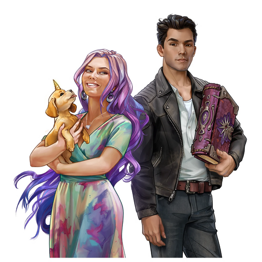 Ves and Jay sticker set — Modern Magick character stickers, art by Elsa Kroese — Charlotte E. English merch