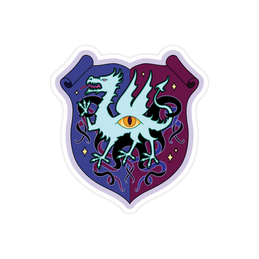 House of Werth Coat of Arms sticker, dark mode — fan merch, art by Elsa Kroese — Charlotte E. English merch