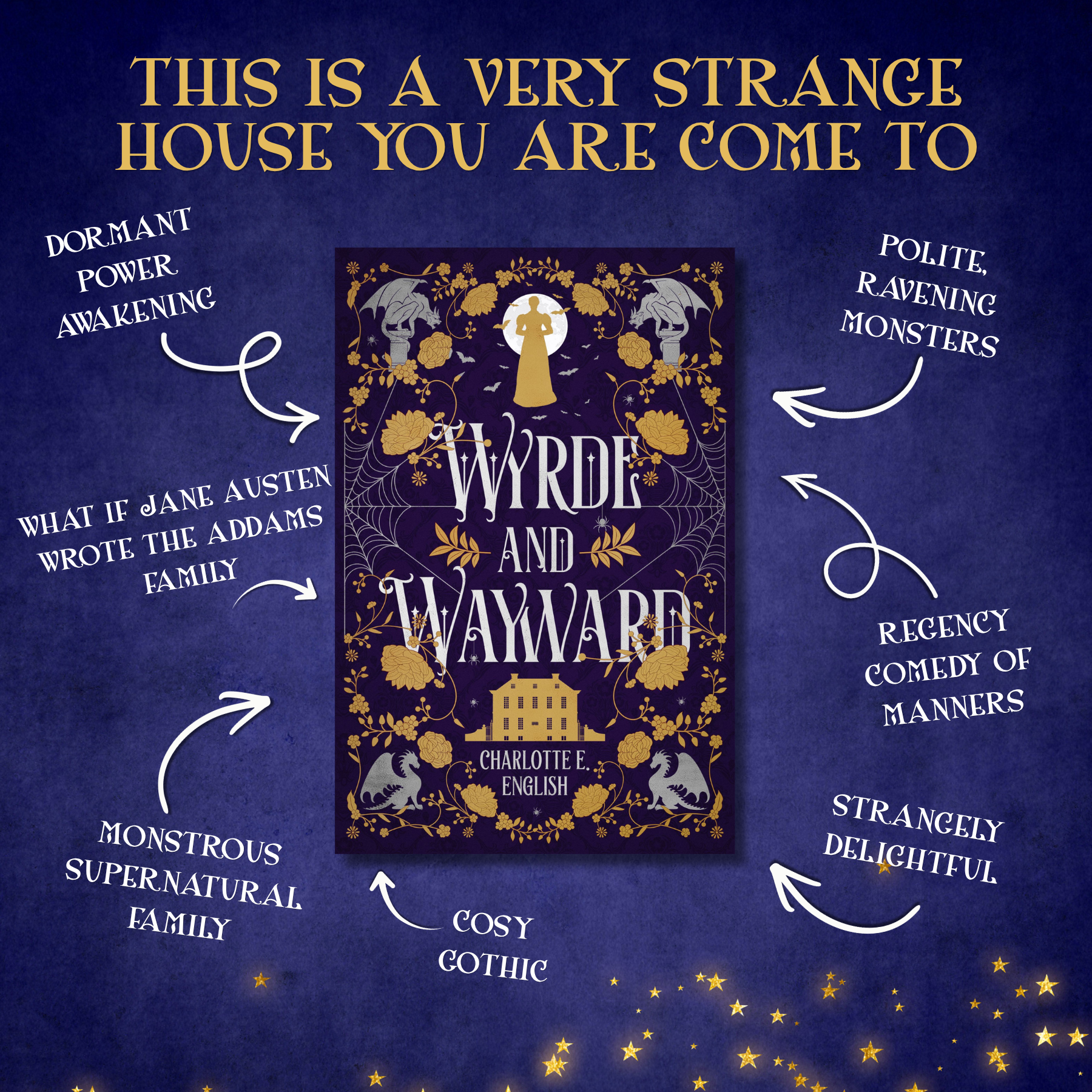 Genre and trope highlights for Wyrde and Wayward, a House of Werth cosy gothic fantasy novel by Charlotte E. English