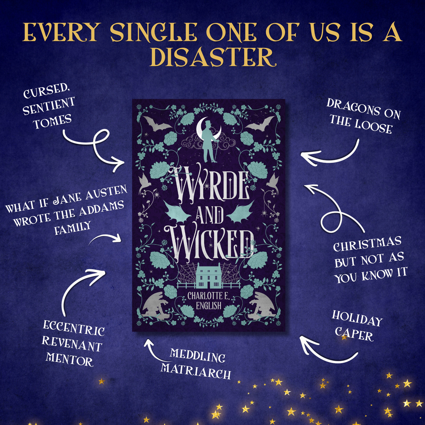 Genre and trope highlights for Wyrde and Wicked, a House of Werth cosy gothic fantasy novel by Charlotte E. English