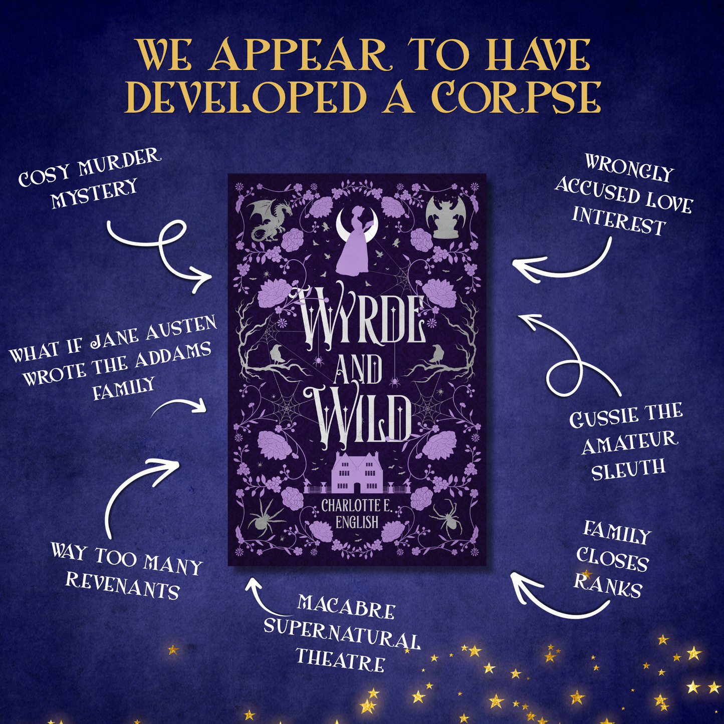 Genre and trope highlights for Wyrde and Wild, a House of Werth cosy gothic fantasy novel by Charlotte E. English